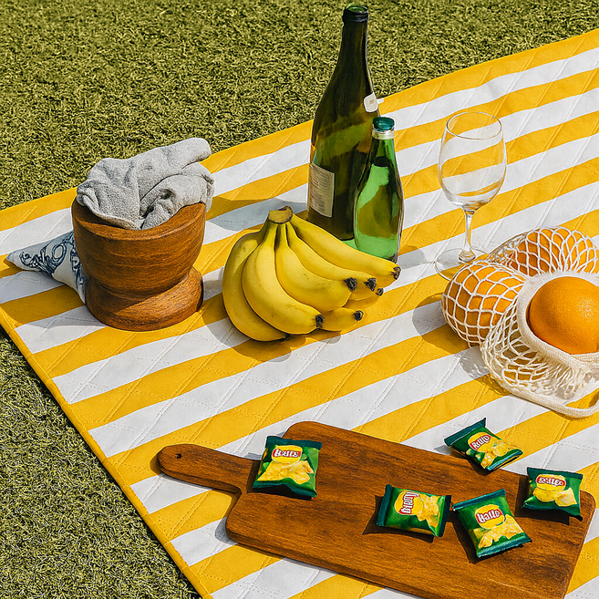 온다온 피크닉매트 푹신한 방수 돗자리 캠핑, 옐로우 스트라이프
