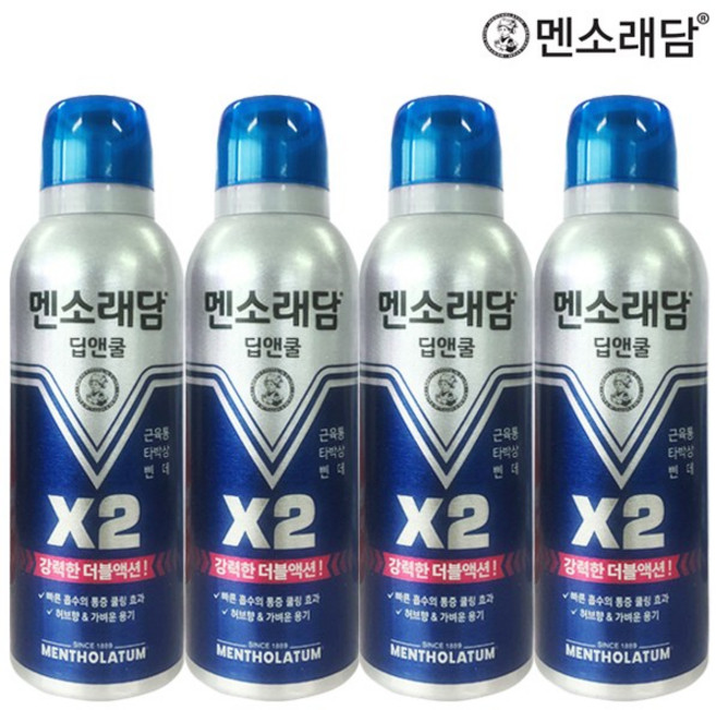 멘소래담 스프레이 딥앤쿨 근육통 타박상 뿌리는 에어 파스, 1개입, 4개