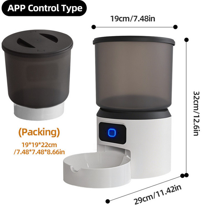 寵物自動餵食器 4L 不卡糧 雙頻Wifi 遠程智能, 1個, 4LAPP操控版遠程控制定時出糧:APP：VI365, 1L