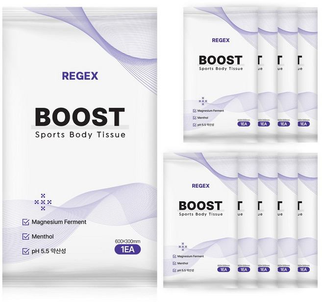 리젝스 마그네슘 부스트 일회용 스포츠 바디 샤워티슈, 1개, 10개입