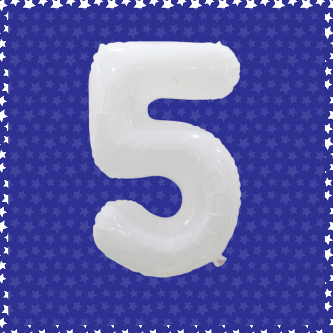 파티브로 숫자풍선 32인치(70cm) 생일 기념일 이벤트 포토존 꾸미기, 숫자5, 1개, 비비드화이트