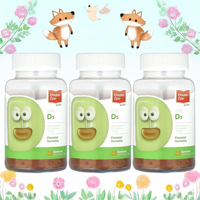 챕터원 어린이 유아 키즈 아이 비타민 D3 디3 효능 젤리 구미 60개 3병, 60정 - 쿠팡