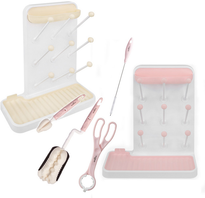 스펙트라 젖병건조대+젖병솔집게빨대세척솔, 버터베이지+젖병솔집게빨대세척솔