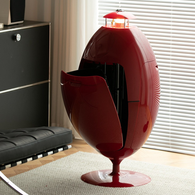 [리비니아] 공룡알 디자인 분리수거함/인테리어 휴지통/모던 감성 리빙 쓰레기통, 레드