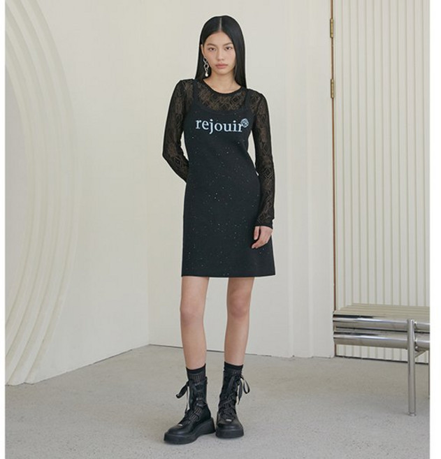 에고이스트 레터링 포인트 스팽글 믹스 니트원피스 ER1KO160 1045261