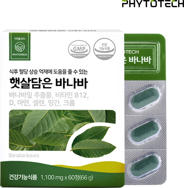 파이토테크 햇살담은 바나바 바나바잎 추출물 60정, 1개 - 쿠팡