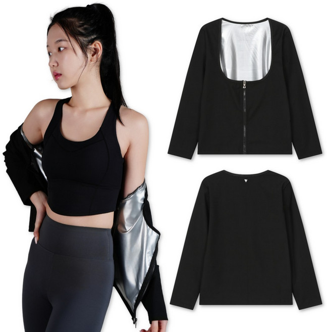 윈어블 여성용 발열 땀복 요가 필라테스 헬스 자켓 부스터 슈트 집업 짚업