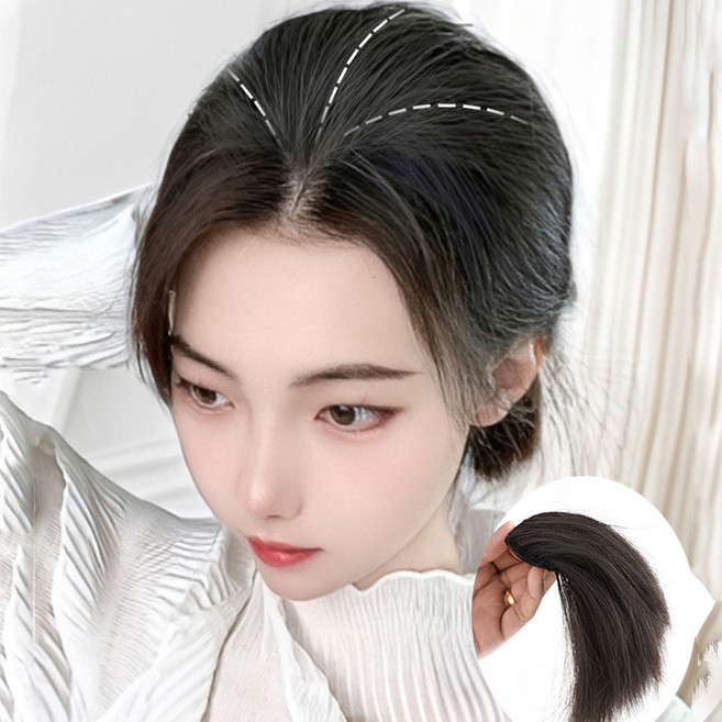 윗머리 볼륨 부분 가발 머리뽕부분 가발 정수리뽕 옆머리 뒷머리 헤어피스 볼륨 가발, 10cm-내추럴브라운, 1개