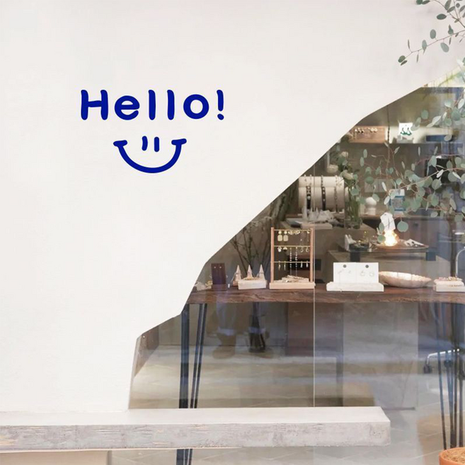 래미리아 Hello 미소 읏음 감성 스티커, 블루