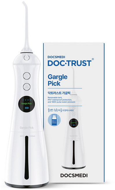 닥스메디 가글 구강 세정기 치간 치아 세척기 치석 제거기 무알콜 자연유래 천연 성분 방수 가글픽 휴대용 가정용 추천 스케일링 치과 공식 납품, 구강세정기 단품