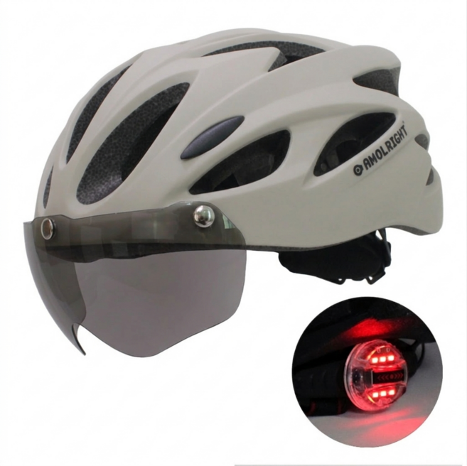 애몰라이트 고글 자전거 헬멧 01 25 후미등 전기 전동킥보드 헬멧 스포츠 헬멧, 베이지(무광), 1개