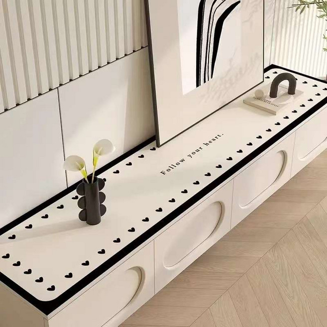 거실장커버 가리개 테이블보 티비장 TV다이 TV장 장식장 카바 오일불침투방지 북유럽 매트 방수 먼지 서랍장 깔개 협탁보 덮개, 45cm200cm, 작은 하트, 1개