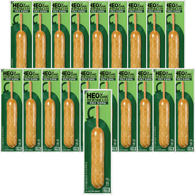 허닭 닭가슴살 소시지 후랑크 할라피노 70g, 20개