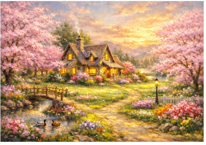 퍼즐갤러리 벚꽃 가득한 봄의별장 1000피스 직소퍼즐 PG1059, 1개, 퍼즐단품 액자없음