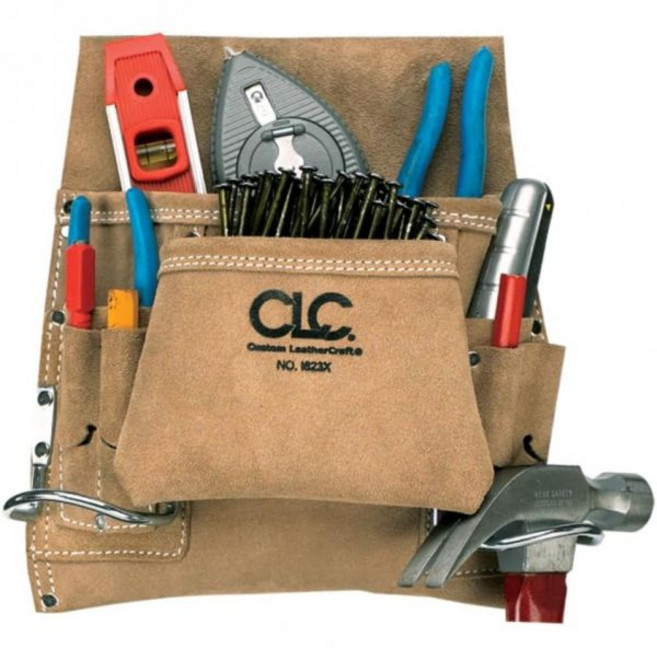 CLC 커스텀 레더크래프트 I823X 스웨이드 목수의 못 및 도구 가방 8포켓, 1개
