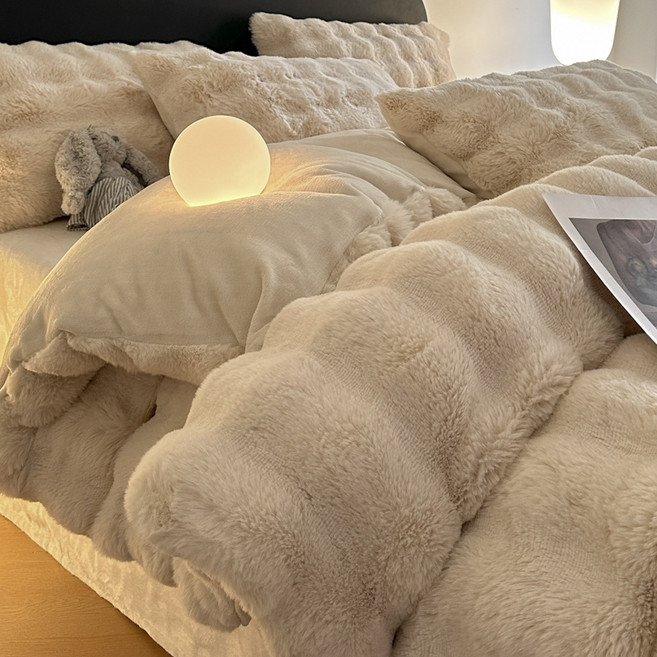 따뜻한 극세사 이불커버 호텔식 고밀도 겨울 이불커버세트