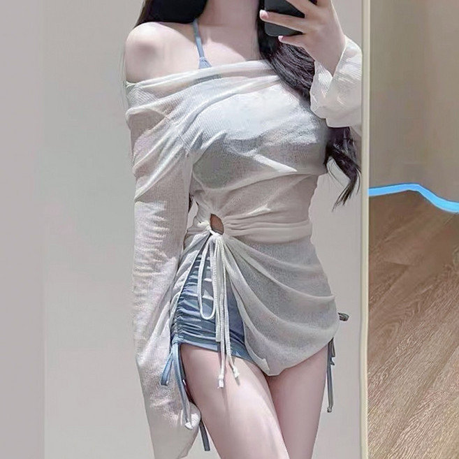 메이리앤 스카이블루무드 3피스 비키니 수영복 세트, FREE