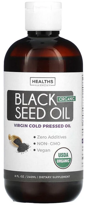 Healths Harmony 유기농 블랙 씨드 오일 240ml(8fl oz) HAV-50028, 1, 240ml - 쿠팡