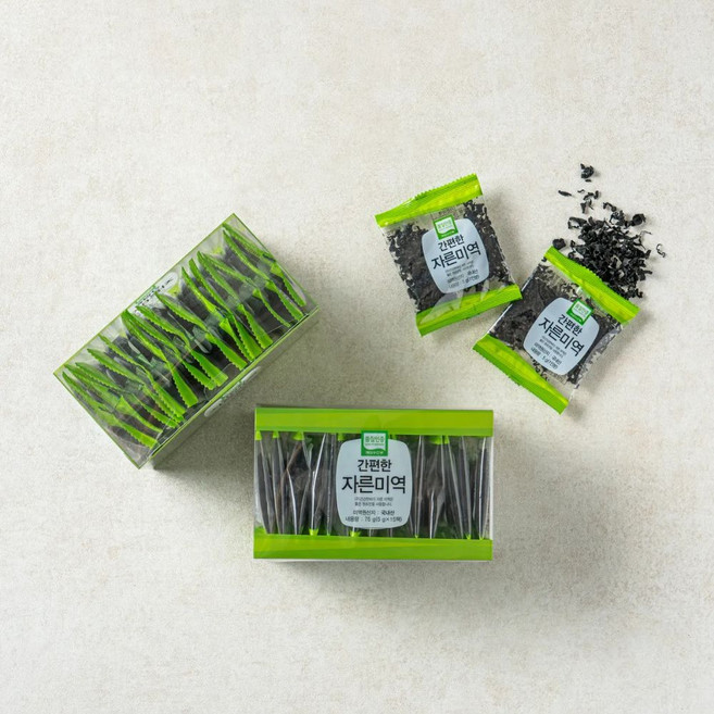 [청해거상] 완도 자른미역 75g (PP박스) 간편 유기미역 개별포장, 15개, 5g
