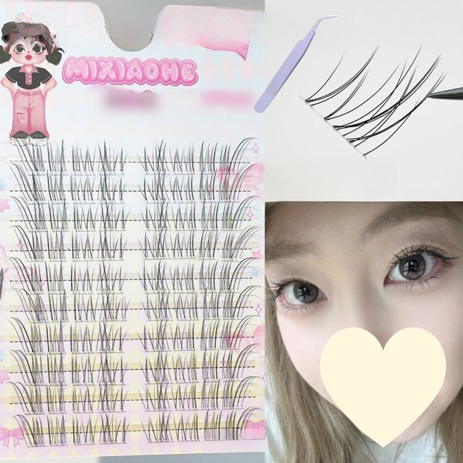 MorningSea 내추럴 속눈썹 투명라인 부분 속눈썹 여우 속눈썹 180모, 1개, 블랙