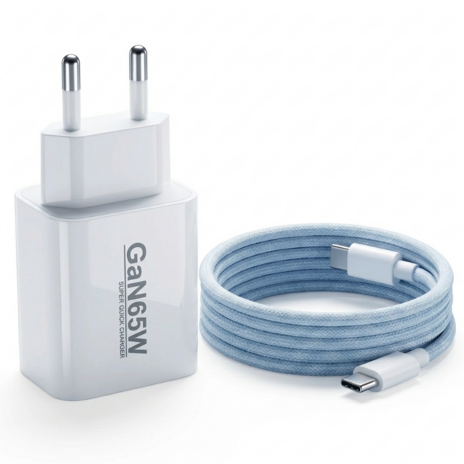 초고속 멀티 충전기 국산 아이홈 Gan65W 30W 20W C타입 2포트 PD PPS 60W블레이디드충전케이블 난연PVC커버 단선방지탭포함, 1세트, 화이트 65W
