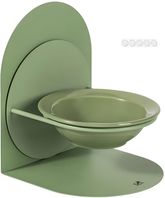 DING DONG PET 磁吸式可調節高度陶瓷寵物碗, 1個, 綠色