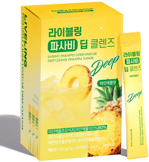 라이블링 파사비 딥 클렌즈 파인애플맛 파사비 파인애플사이다비니거, 15g, 30개