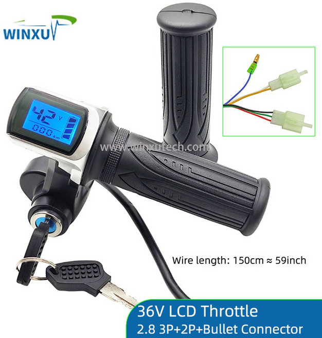 전기 자전거 스쿠터 범용 브러시리스 컨트롤러 가속기 속도 컨트롤러 LCD 디스플레이 스로틀 회전 전기 24V 48V, 3) 36V Throttle 2.8 F, 1개