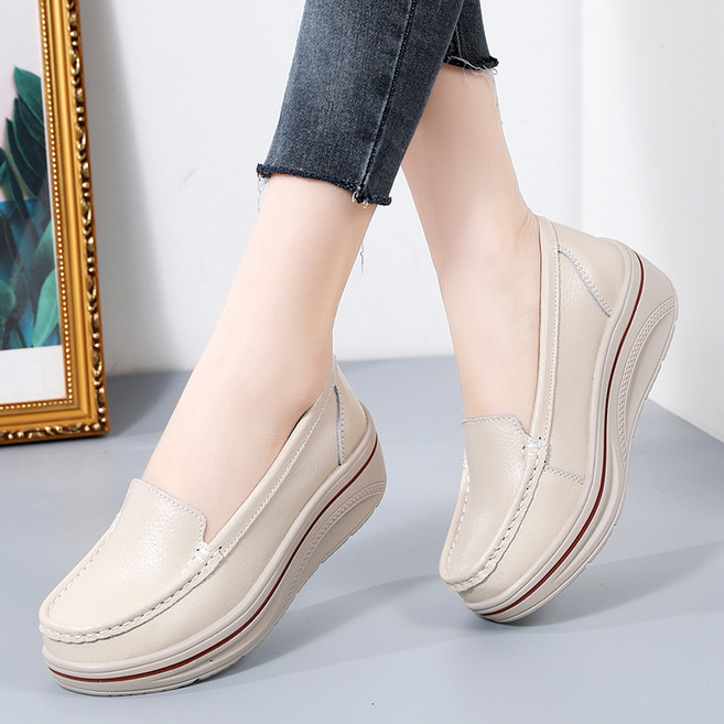 여성 키높이 로퍼 발편한 통굽 슬립온 여성 단화 5CM 통굽 신발 LC5058