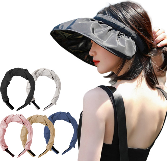 로멜로 와이드챙 암막 헤어벤드 썬캡 버킷햇 모자