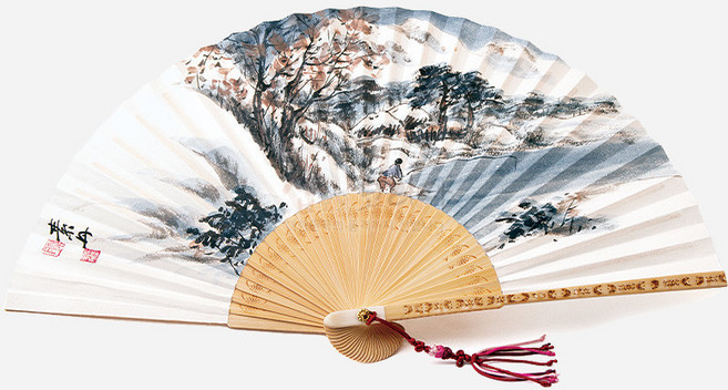 전통 합죽선 겨울 대나무 접부채 소단 홍현희 작가 수작업 한지 그림 고급 접이식 부채, 전통포장 - 1개비용, 부채주머니  1개 비용