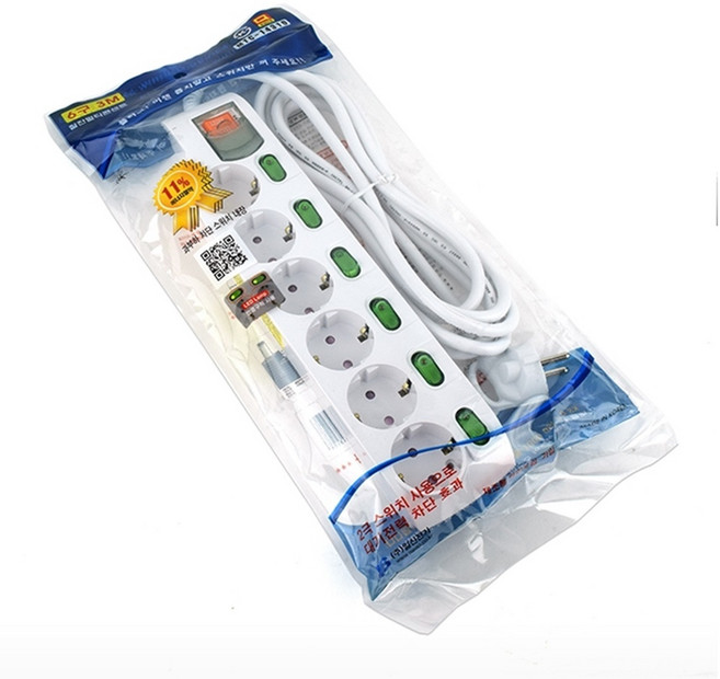 국산 DAJOA 안전 스위치 멀티탭, 1개, 3m, 6구