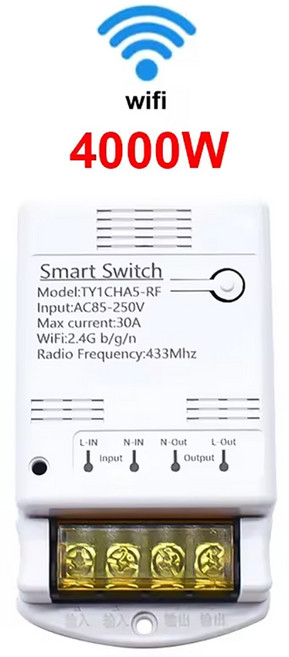 30A Wifi / Zigbee Tuya 스마트 원격 제어 전등 스위치 85-250V 220V 110V 10A 20A 출력 릴레이 모듈 Smart, 01 WIFI 4000W RF, 1개