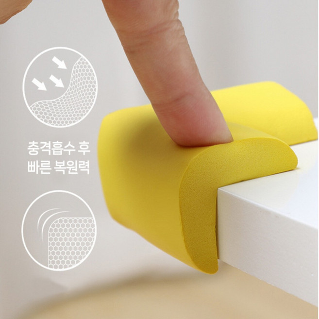 심플 기본 코너 보호대 4p 책상 탁자 아기 어린이 모서리 보호캡 보호가드, 베이지