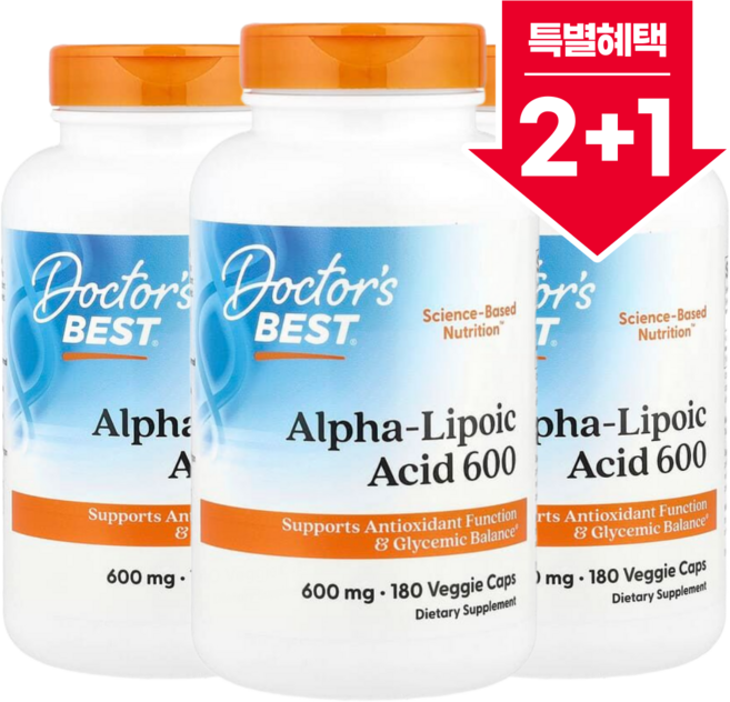 [2+1] 닥터스베스트 ALA 알파 리놀렌산 알파리포산 600 600mg 식물성 캡슐 180정 / 해외직구 미국정품, 3개