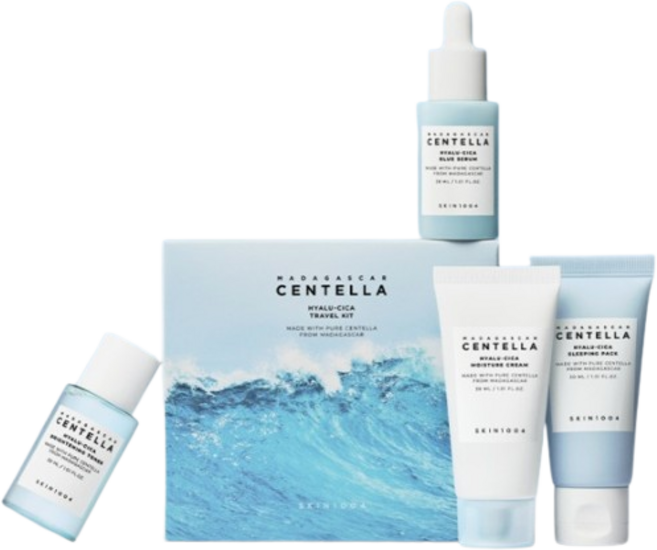 [본사정품] 스킨천사 SKIN1004 마다가스카르 센텔라 히알루-시카 트래블 키트 -수분보습 + 장벽케어 여행용 스킨케어 세트, 1세트