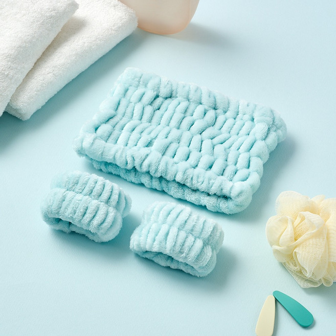 [모던하우스 본사직영] 세안 헤어+손목밴드 세트 블루, 1개