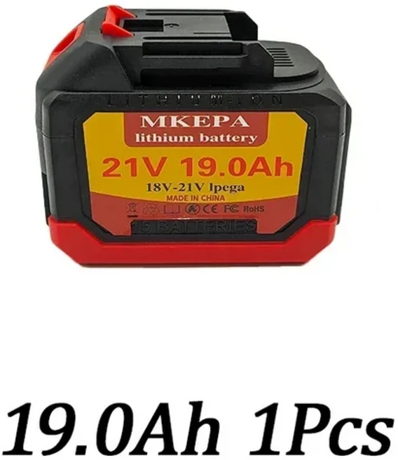 Makita용 21V 공구 배터리 19Ah 충전식 리튬 18-21V 19000mAh 전기 드릴 OR 전기톱에 사용, 03 1 PCS Battery