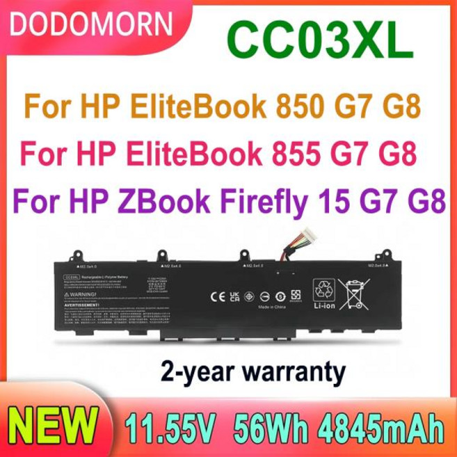 HP EliteBook 850 855 G7 G8 용 DODOMORN CC03XL 노트북 배터리 HP ZBook Firefly 15 G7 G8 용 고품질 4845mAh 56Wh 재고