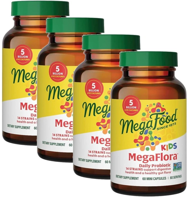 메가푸드 키즈 메가플로라 프로바이오틱 50억 유산균 캡슐 MegaFood Kids MegaFlora Probiotics, 4개, 60정 - 쿠팡