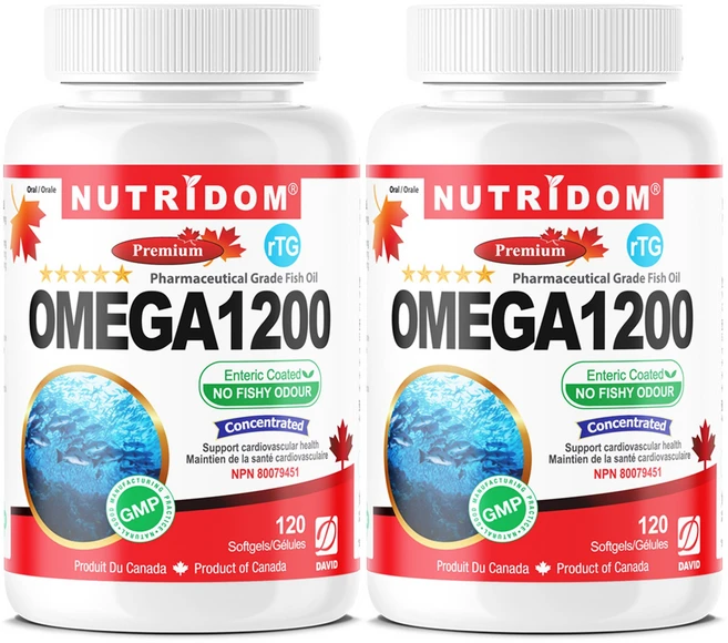 (3팩 특가) 뉴트리돔 3세대 RTG오메가 1200mg 고함량 피쉬오메가3 120젤 N208, 2개, 120정 - 쿠팡