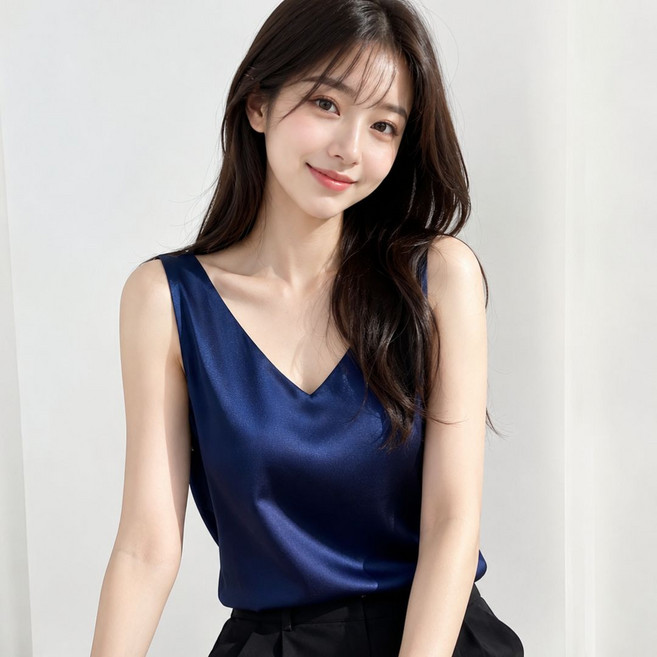 YEON HOME 새틴 이너나시 브이넥 블라우스