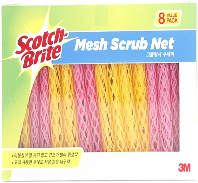 3M 스카치브라이트 그물망사 수세미 8입, 8개입, 1세트