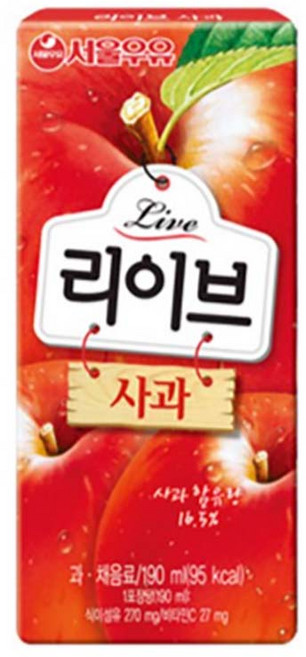 서울우유 리이브 사과 주스, 190ml, 24개