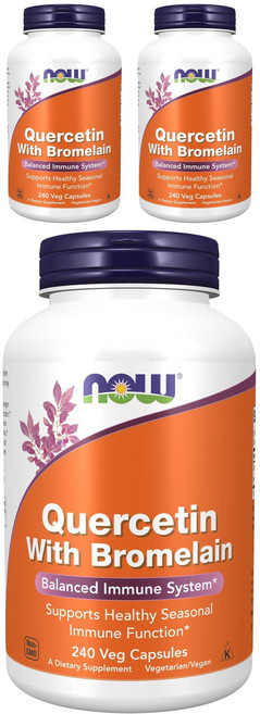 NOW Foods 鳳梨酵素槲皮素素食膠囊, 240顆, 3罐