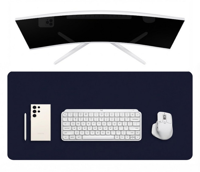 리팟 가죽 데스크 매트 와이드 장패드 마우스패드 논슬립 키보드패드, 네이비