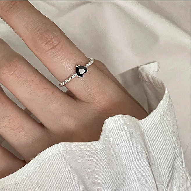 사이즈조절 실버925 이너프 레터링 반지/하트반지 세트 SR-57