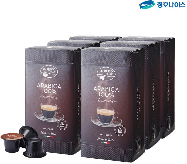 청호나이스 에스프레카페 이탈리아 커피캡슐 아라비카 6 Box (96캡슐)_정품인증, 02 아라비카 6박스(96캡슐), 16개입, 6박스