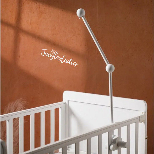 [정글스튜디오] 구름 원목 우드 화이트 모빌대 신생아 아기 침대 모빌 거치대, E.구름_화이트, 1개