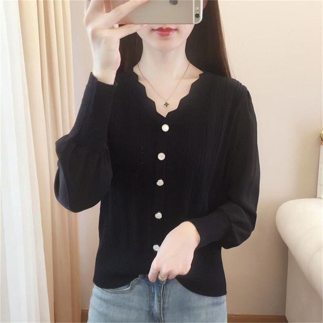 Vezri 중년여성 슬리해 보이는 브이넥 오버핏 블라우스